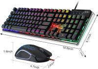 Gaming Keyboard and Mouse Combo, K1 RGB LED Backlit Keyboard with 104 Key Computer PC Gaming Keyboard for PC/Laptop (Black)