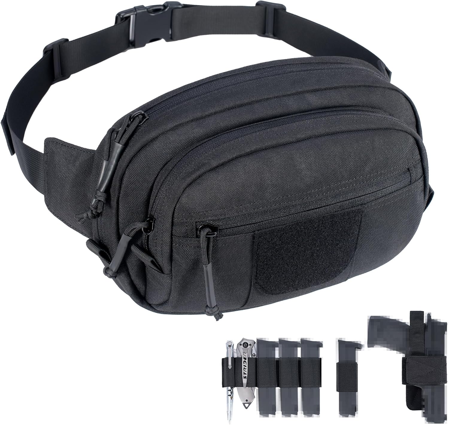 Tactical Fanny Pack for Handgun Pistol Concealed Carry, Quick Access Waist Bag for Everyday Gear EDC Outdoor Hiking with Gun Holster Black