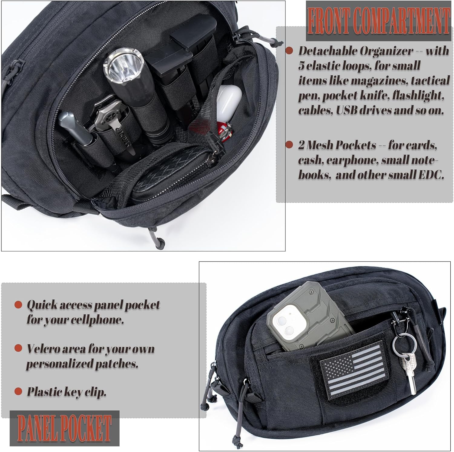 Tactical Fanny Pack for Handgun Pistol Concealed Carry, Quick Access Waist Bag for Everyday Gear EDC Outdoor Hiking with Gun Holster Black