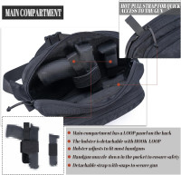 Tactical Fanny Pack for Handgun Pistol Concealed Carry, Quick Access Waist Bag for Everyday Gear EDC Outdoor Hiking with Gun Holster Black