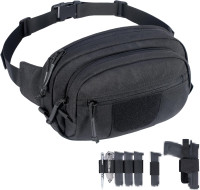 Tactical Fanny Pack for Handgun Pistol Concealed Carry, Quick Access Waist Bag for Everyday Gear EDC Outdoor Hiking with Gun Holster Black