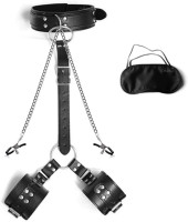 Restraints Sex Kit Neck to Wrist Cuffs y Restraint Collar Handcuffs Bondage Set Adjustable for Couples Adults BDSM Play Sex Games (Black)