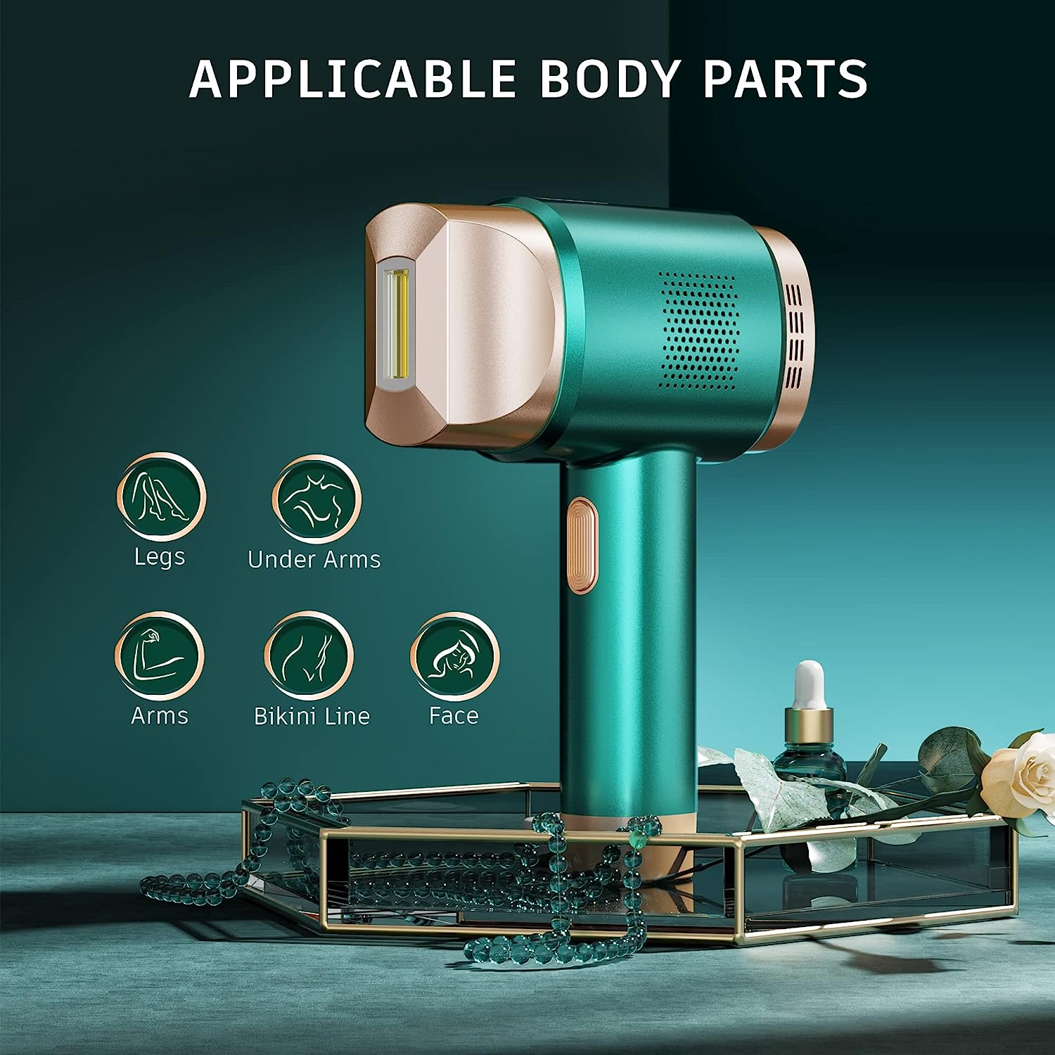 At-Home IPL Hair Removal for Women and Men Laser Permanent Hair Removal, 999,999 Flashes Gift Idea, Face, Arm, Leg Whole Body Use,Hair Remover Device. Green