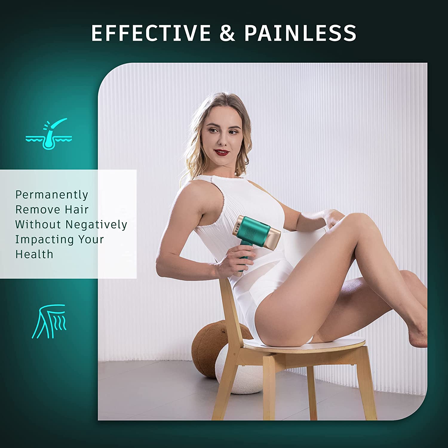 At-Home IPL Hair Removal for Women and Men Laser Permanent Hair Removal, 999,999 Flashes Gift Idea, Face, Arm, Leg Whole Body Use,Hair Remover Device. Green