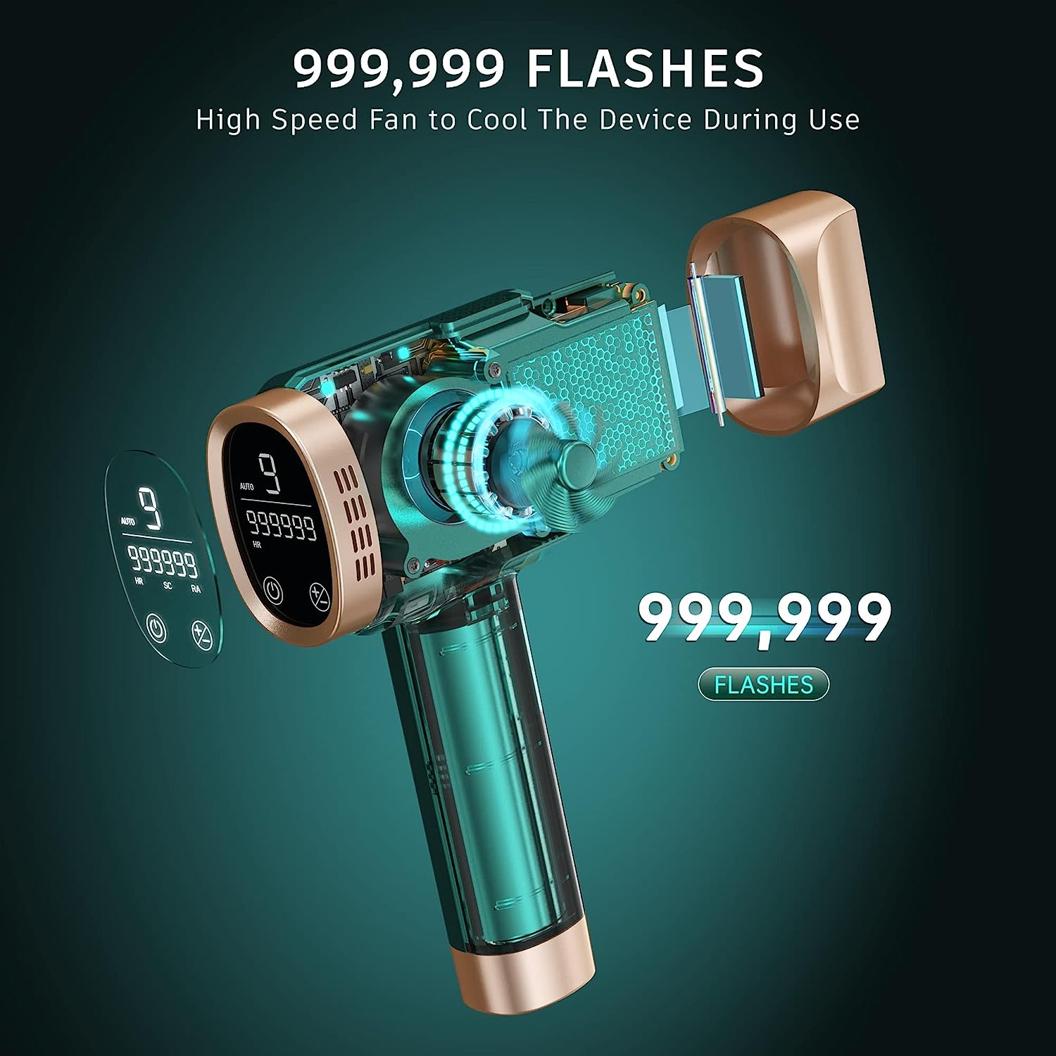 At-Home IPL Hair Removal for Women and Men Laser Permanent Hair Removal, 999,999 Flashes Gift Idea, Face, Arm, Leg Whole Body Use,Hair Remover Device. Green