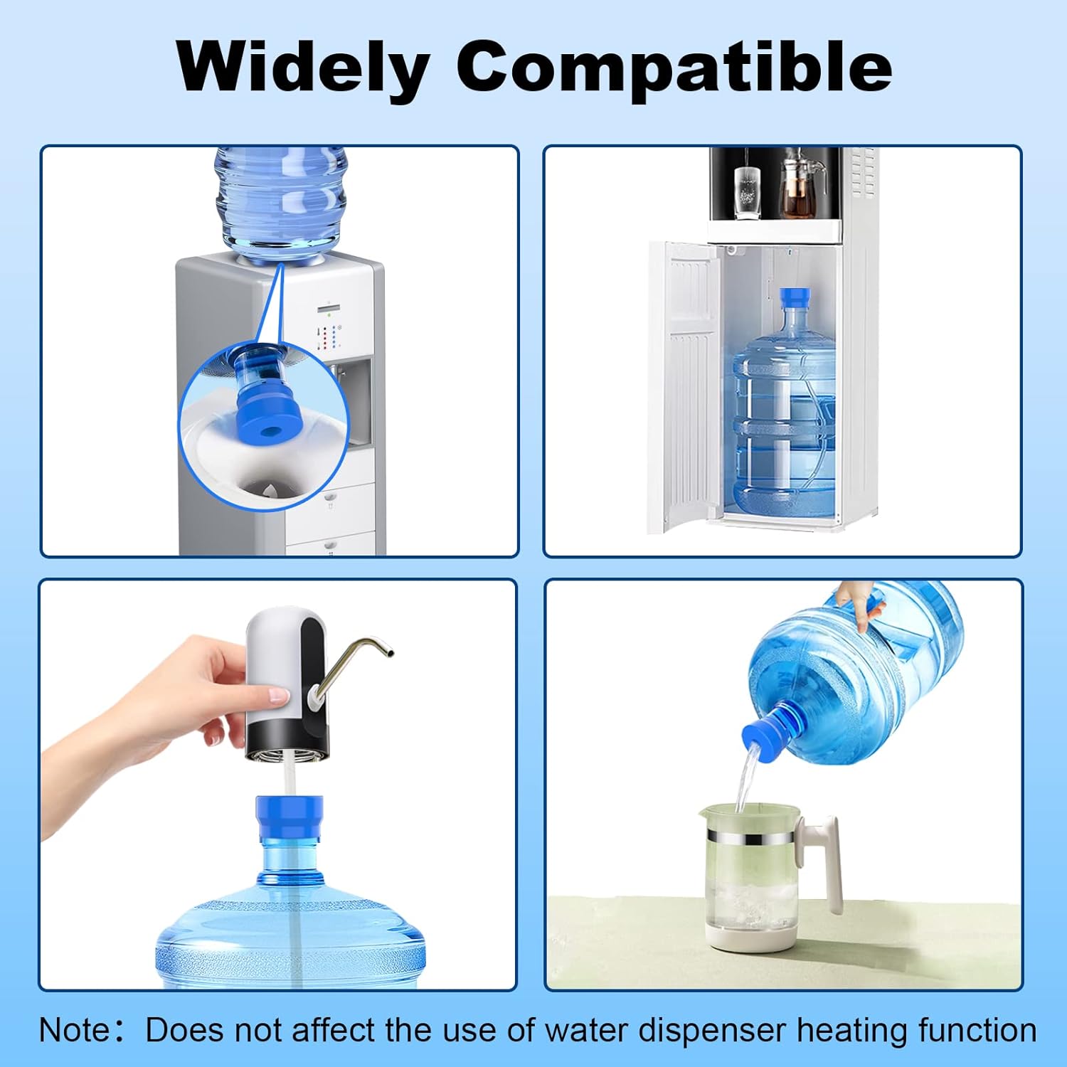 MYLOLF 3 & 5 Gallon Water Jug Cap, 3 Pack Reusable Food Grade Silicone Replacement Cap for 55mm Standard/Screw/Crown Tops Water Bottle and Water Dispensers, Non-Spill & Leak Free