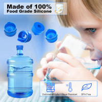MYLOLF 3 & 5 Gallon Water Jug Cap, 3 Pack Reusable Food Grade Silicone Replacement Cap for 55mm Standard/Screw/Crown Tops Water Bottle and Water Dispensers, Non-Spill & Leak Free