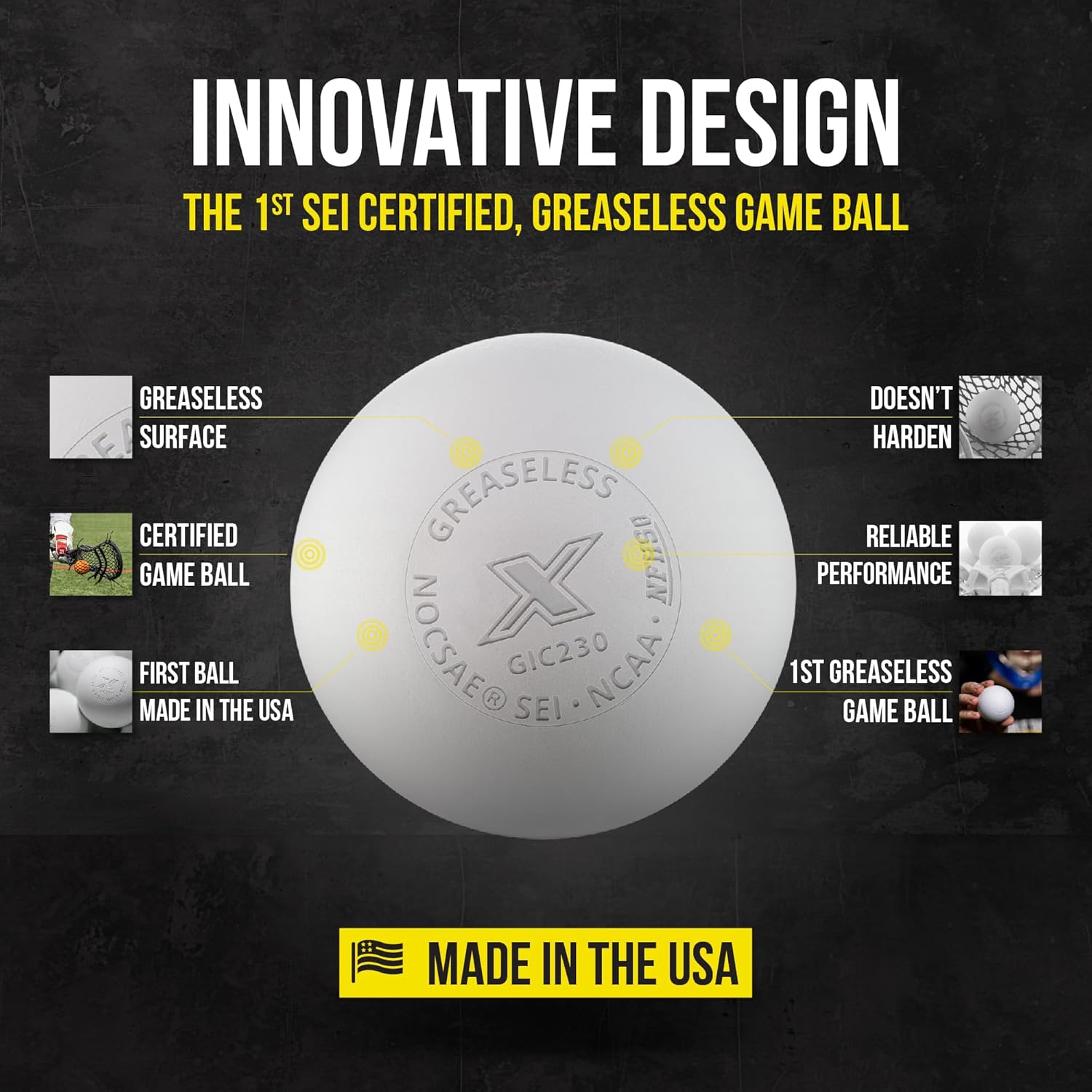 Guardian Innovations Pearl X and NX Greaseless Lacrosse Balls - Official Ball of US Lacrosse & Team USA (Pearl X: Meets NOCSAE Standards and SEI/NCAA/NFHS Certified; Pearl NX: No-Bounce for Practice)