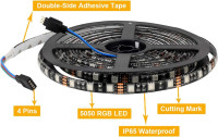 SUPERNIGHT LED Strip Lights, 16.4FT 5M SMD 5050 Waterproof 300LEDs RGB Color Changing Flexible LED Light Strip for Bedroom, TV Back Lighting, Christmas, Valentine's Day (Black PCB)