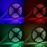 SUPERNIGHT LED Strip Lights, 16.4FT 5M SMD 5050 Waterproof 300LEDs RGB Color Changing Flexible LED Light Strip for Bedroom, TV Back Lighting, Christmas, Valentine's Day (Black PCB)