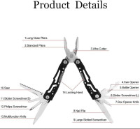 Multitool, 14 in 1 Multitool Pliers, Multi Tool Stainless Steel Pocket Multitool with Sheath, Multitools for Outdoor, Survival, Camping, Hiking, Simple Repair