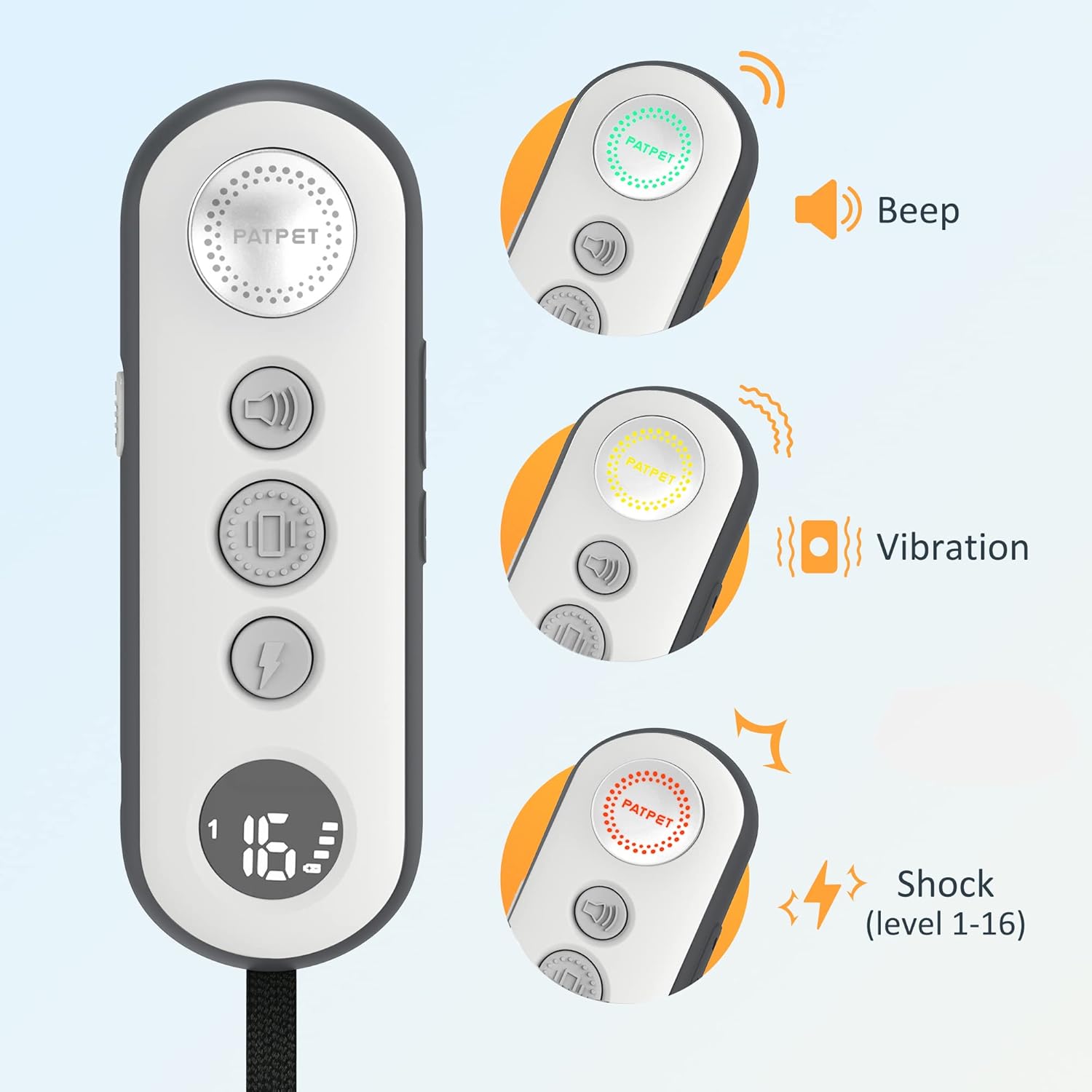 PATPET Shock Collar for Dogs(10-120lbs), 4000ft Rechargeable IPX7 Waterproof Training Collar with Remote for 2 Dogs- Electric Dog Collar for Small Medium Large Dogs 2 Packs Light grey