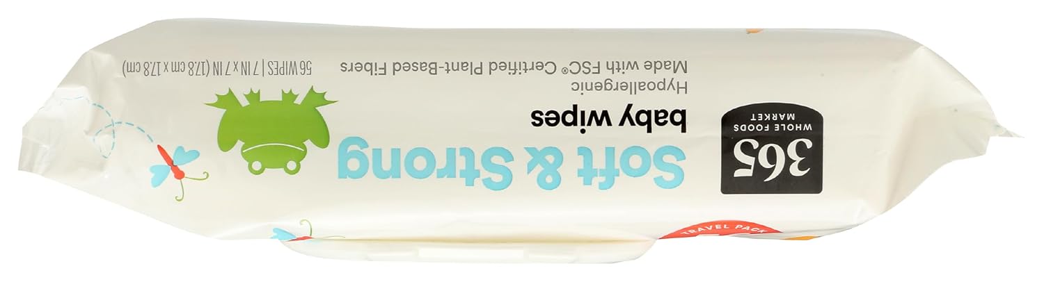 365 by Whole Foods Market, Soft & Strong Disposable Baby Wipes, Fragrance-Free, 56 Count 56 Count (Pack of 1)