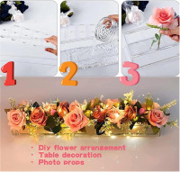 Clear Acrylic Flower Vase Rectangular Floral Centerpiece for Dining Table Long Rectangle Decorative Vase for Weddings Home Decor, Modern Dining Table Floral Decorative Vase (12 Holes) Without Lights-12 Holes