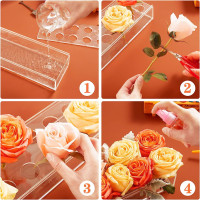 Clear Acrylic Flower Vase Rectangular Floral Centerpiece for Dining Table,11.7 Inch Long Rectangle Acrylic Vase for Home Wedding Dining Table Decor(12 Holes,Without Light) Transparent 30*10*6.5cm/11.7*3.9*2.54in
