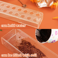 Clear Acrylic Flower Vase Rectangular Floral Centerpiece for Dining Table,11.7 Inch Long Rectangle Acrylic Vase for Home Wedding Dining Table Decor(12 Holes,Without Light) Transparent 30*10*6.5cm/11.7*3.9*2.54in