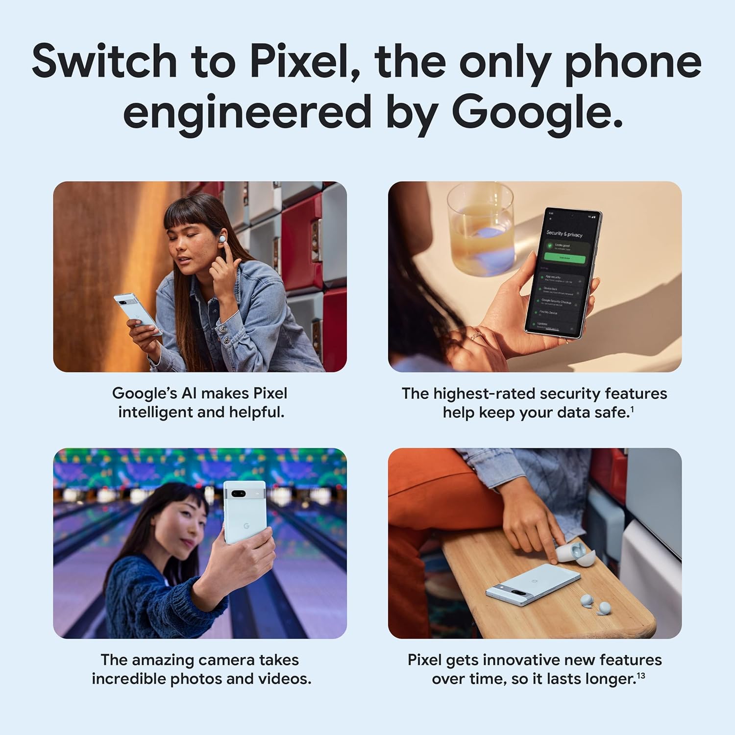 Google Pixel 7a - Unlocked Android Cell Phone - Smartphone with Wide Angle Lens and 24-Hour Battery - 128 GB -  Sea Pixel 7a Sea