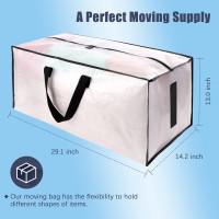 8 Pack Large Strong Moving Bags with Zippers & Carrying Handles - Water-Resistant - Heavy Duty Storage Tote for Space Saving, Fold Flat, Alternative to Moving Box (Semi-Transparent) Semi-Transparent 8 Pack