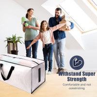 8 Pack Large Strong Moving Bags with Zippers & Carrying Handles - Water-Resistant - Heavy Duty Storage Tote for Space Saving, Fold Flat, Alternative to Moving Box (Semi-Transparent) Semi-Transparent 8 Pack