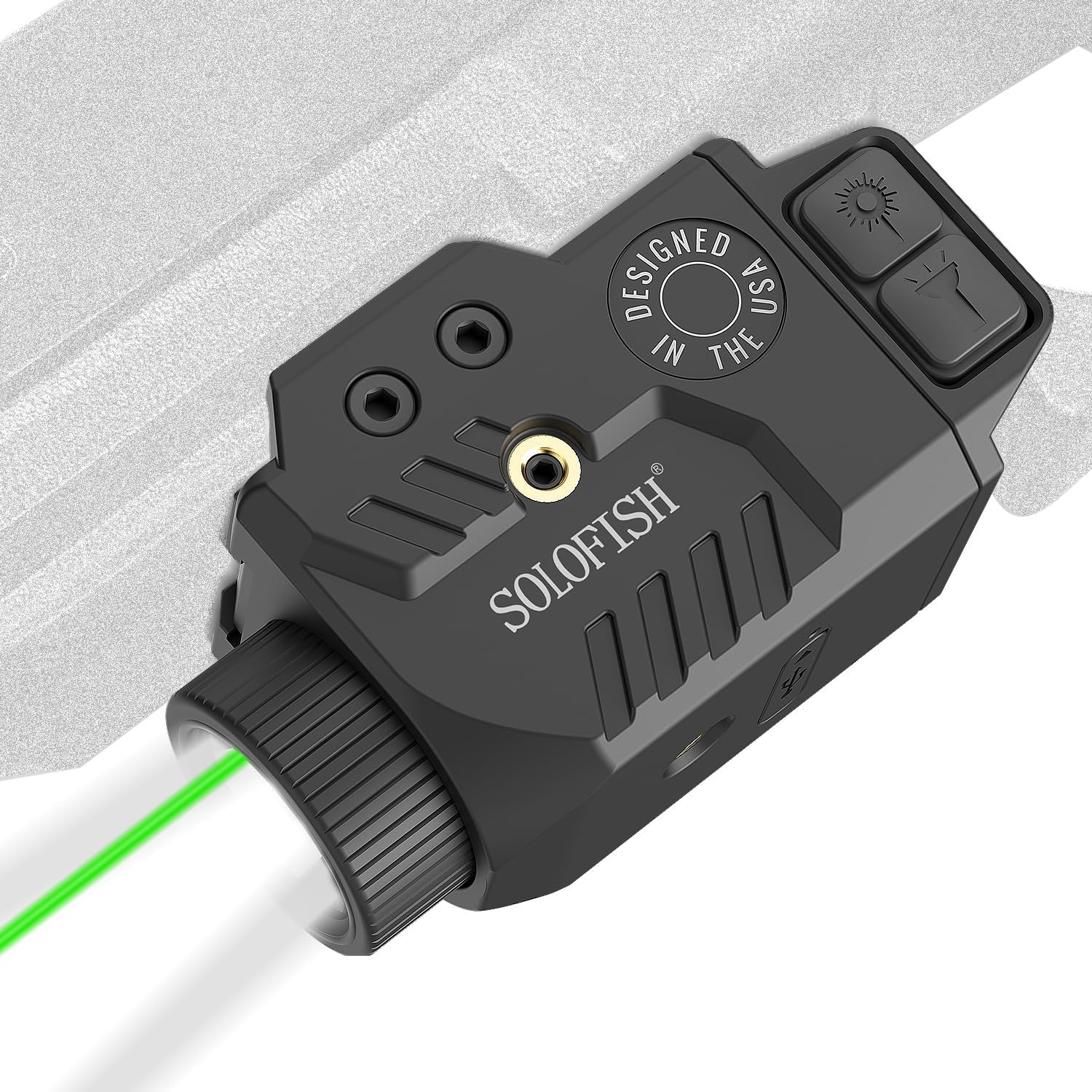 Solofish 800lm Pistol Light Laser Combo with Adjustable Rail, Shockproof Green Laser Sight and Gun Light with Strobe Function, Rechargeable 800lm Green Laser Light Combo Slidable Rail - Green