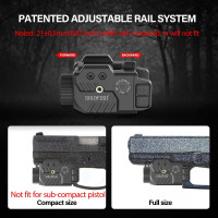 Solofish 800lm Pistol Light Laser Combo with Adjustable Rail, Shockproof Green Laser Sight and Gun Light with Strobe Function, Rechargeable 800lm Green Laser Light Combo Slidable Rail - Green