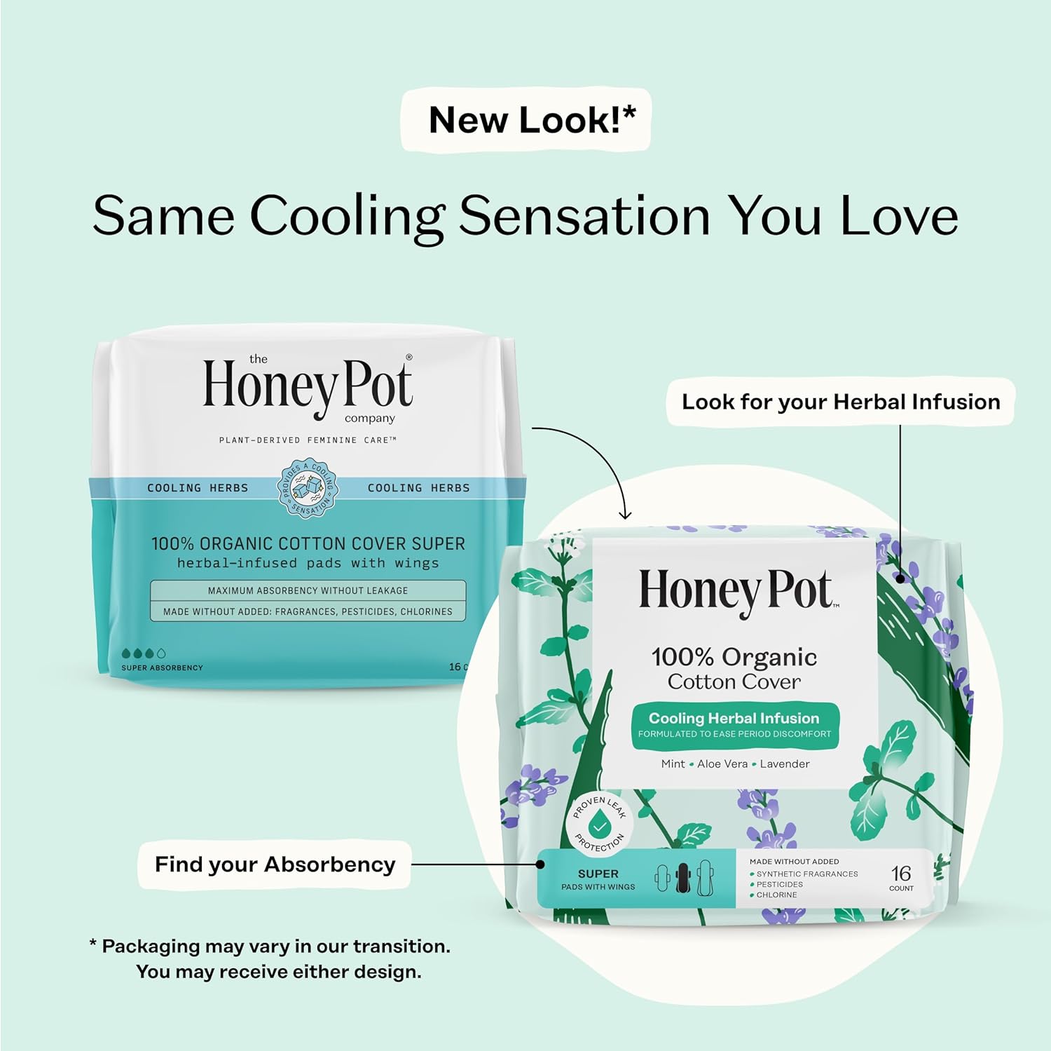 The Honey Pot Company - Herbal Pads for Women - Super w/Wings - Infused w/Essential Oils for Cooling Effect, Organic Cotton Cover, & Ultra-Absorbent Pulp Core - Feminine Care - 16 ct 16 Count (Pack of 1) Herbal Super Flow