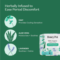 The Honey Pot Company - Herbal Pads for Women - Super w/Wings - Infused w/Essential Oils for Cooling Effect, Organic Cotton Cover, & Ultra-Absorbent Pulp Core - Feminine Care - 16 ct 16 Count (Pack of 1) Herbal Super Flow