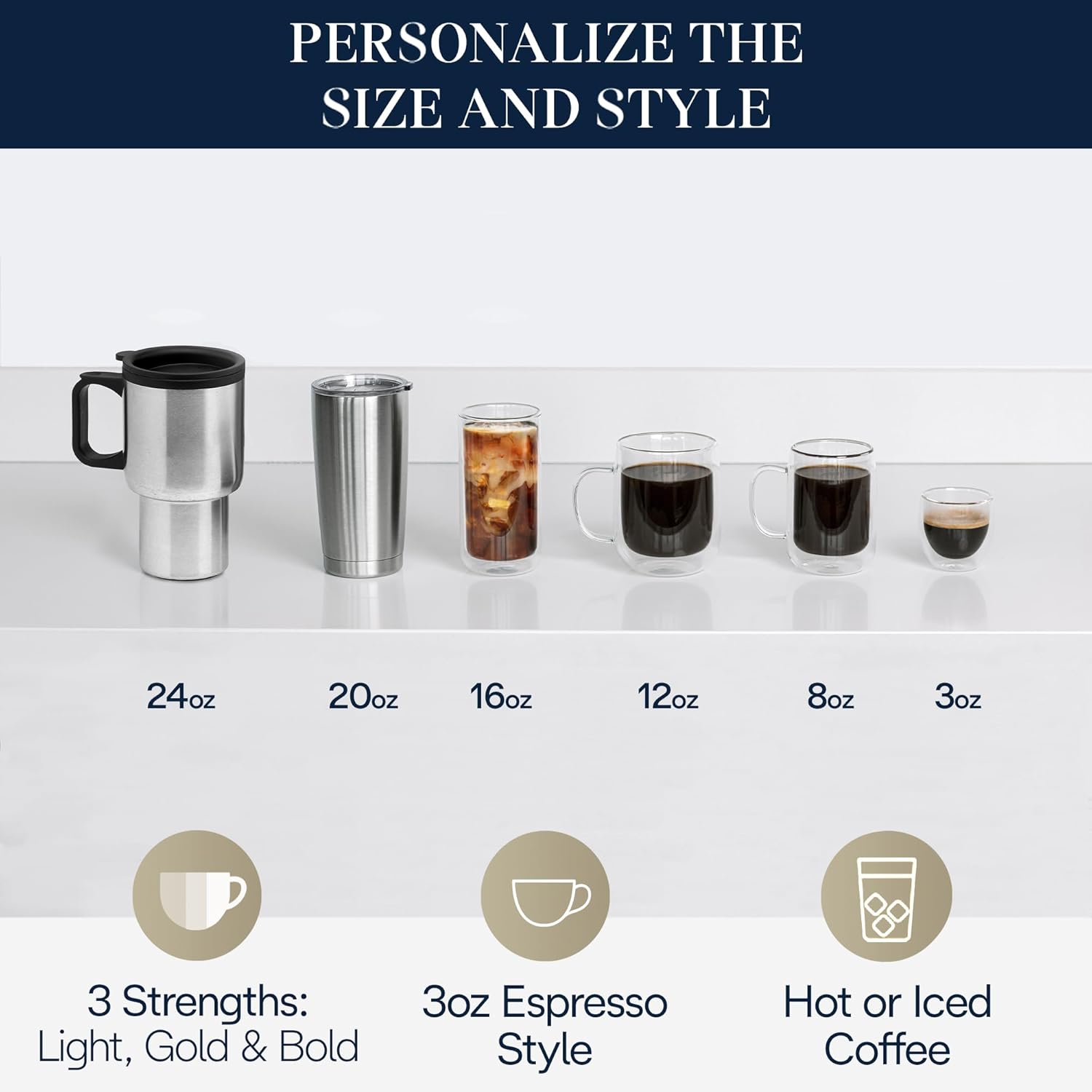 De'Longhi TrueBrew Drip Coffee Maker, Built in Grinder, Single Serve, 8 oz to 24 oz, Hot or Iced Coffee, Stainless, CAM51025MB Automatic Drip Coffee