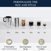 De'Longhi TrueBrew Drip Coffee Maker, Built in Grinder, Single Serve, 8 oz to 24 oz, Hot or Iced Coffee, Stainless, CAM51025MB Automatic Drip Coffee