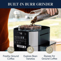 De'Longhi TrueBrew Drip Coffee Maker, Built in Grinder, Single Serve, 8 oz to 24 oz, Hot or Iced Coffee, Stainless, CAM51025MB Automatic Drip Coffee
