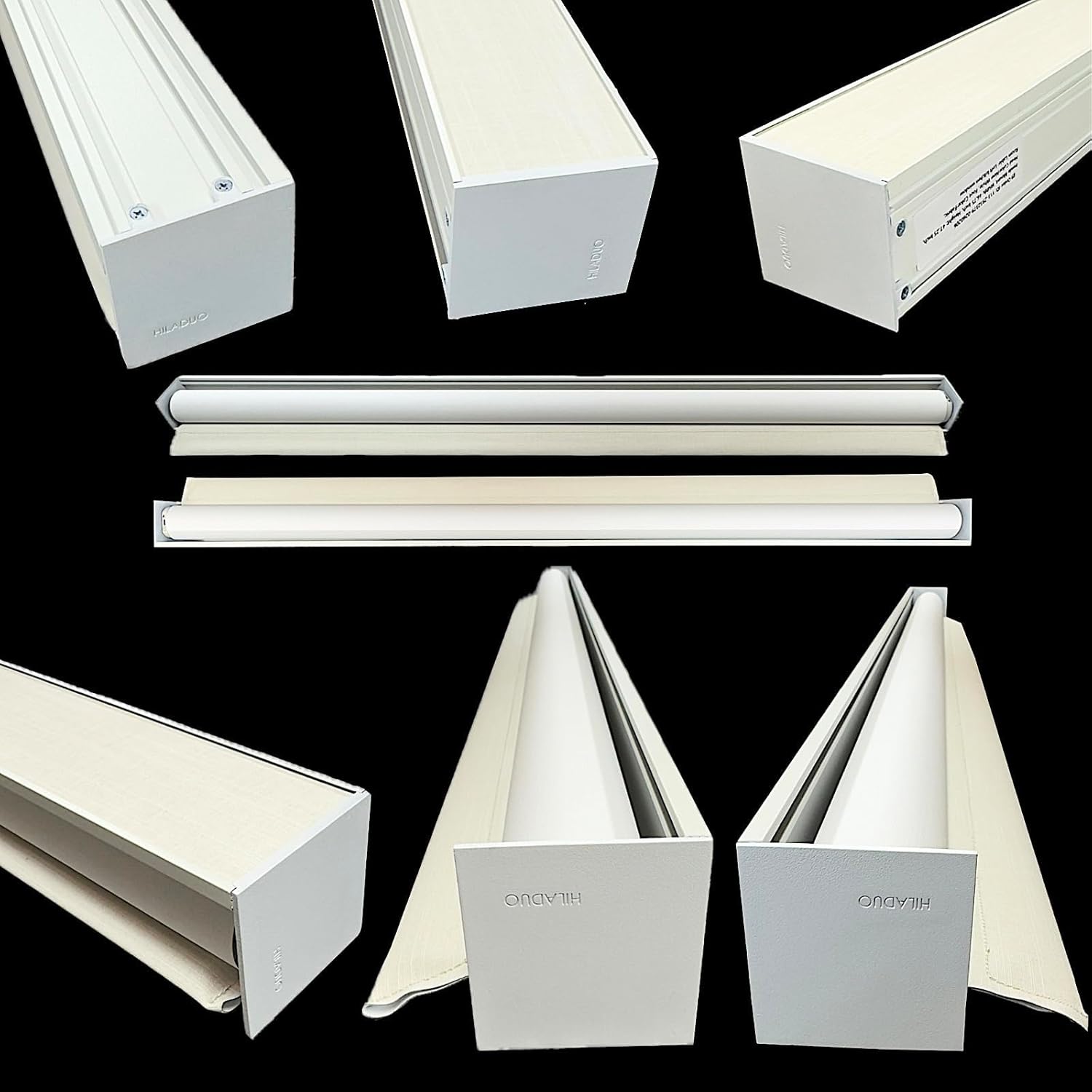 HILADUO Motorized Roller Blinds Customized Size Width 20-105 Inches Window Roller Shades with Fabric Insert Aluminum Valance Style, Rechargeable Roller Shades with Built-in Zigbee Battery Motor Bright White - Bo Aluminum Valance
