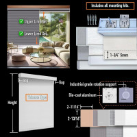 HILADUO Motorized Roller Blinds Customized Size Width 20-105 Inches Window Roller Shades with Fabric Insert Aluminum Valance Style, Rechargeable Roller Shades with Built-in Zigbee Battery Motor Bright White - Bo Aluminum Valance