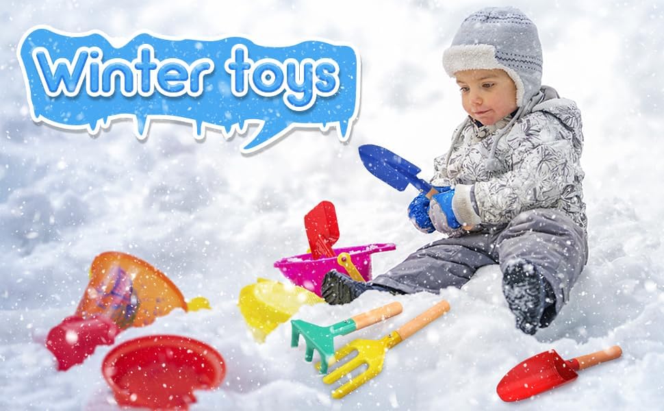 Beach Toys for Kids, 6Pcs 8'' Kids Gardening Tools Sand Toys Set, Metal Garden Tools with Sturdy Wooden Handle, Cylinder, Spoon, Fork, Rake, Flat & Pointed Shovel, Gifts for Children 6 Colors