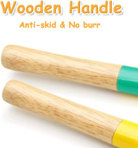 Beach Toys for Kids, 6Pcs 8'' Kids Gardening Tools Sand Toys Set, Metal Garden Tools with Sturdy Wooden Handle, Cylinder, Spoon, Fork, Rake, Flat & Pointed Shovel, Gifts for Children 6 Colors