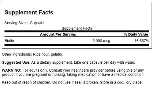 Swanson Biotin Vitamin B7 5000 mcg 30 Capsules (4 Pack)