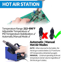 YIHUA 862BD+ SMD ESD Safe 2 in 1 Soldering Iron Hot Air Rework Station °F /°C with Multiple Functions