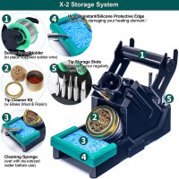 YIHUA 939D+ III EVO Digital Soldering Iron Station Kit 110W High Power with LCD display, 4 Memory Channels, Sleep Mode, Digital Calibration, Solder Wire, Helping Hands, Magnifier, 3 Soldering Tips EVO Style 110W