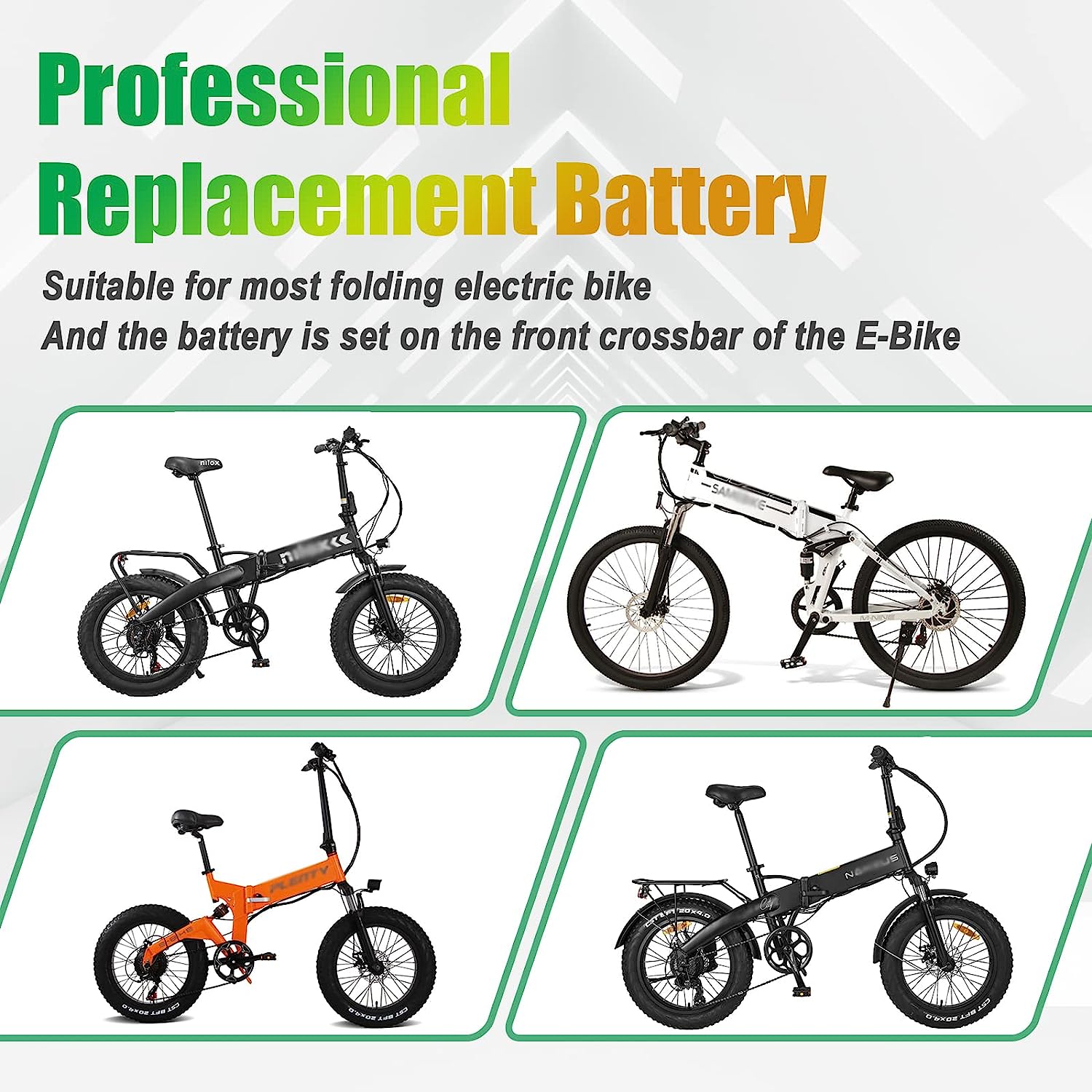 YLuBik Electric Bike Battery - 48V 10Ah, Folding Electric Bicycle 480Wh Replacement Battery,Li-ion Battery with Conversion Kit, Motor Max Power 350W