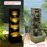 SERBILHOME Water Fountain Outdoor Garden Fountains Outdoor and Waterfalls 41.14 Inches Modern Cascading Floor-Standing Indoor Outdoor Fountain Decor Any Home or Garden, Office