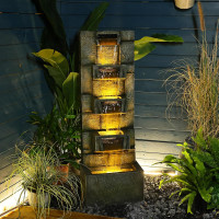 SERBILHOME Water Fountain Outdoor Garden Fountains Outdoor and Waterfalls 41.14 Inches Modern Cascading Floor-Standing Indoor Outdoor Fountain Decor Any Home or Garden, Office