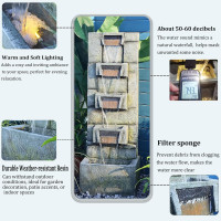 SERBILHOME Water Fountain Outdoor Garden Fountains Outdoor and Waterfalls 41.14 Inches Modern Cascading Floor-Standing Indoor Outdoor Fountain Decor Any Home or Garden, Office