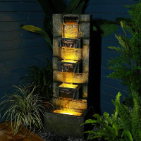 SERBILHOME Water Fountain Outdoor Garden Fountains Outdoor and Waterfalls 41.14 Inches Modern Cascading Floor-Standing Indoor Outdoor Fountain Decor Any Home or Garden, Office