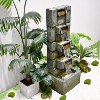 SERBILHOME Water Fountain Outdoor Garden Fountains Outdoor and Waterfalls 41.14 Inches Modern Cascading Floor-Standing Indoor Outdoor Fountain Decor Any Home or Garden, Office