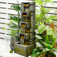SERBILHOME Water Fountain Outdoor Garden Fountains Outdoor and Waterfalls 41.14 Inches Modern Cascading Floor-Standing Indoor Outdoor Fountain Decor Any Home or Garden, Office
