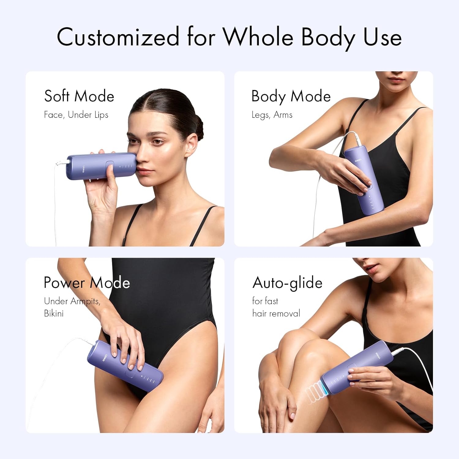 Ulike Laser Hair Removal for Women and Men, Air 3 Ice-Cooling IPL Hair Removal Device for Nearly Painless & Long-Lasting Results, 3 Modes & Auto Flashing for Fast Full Body Hair Removal from Home Purple