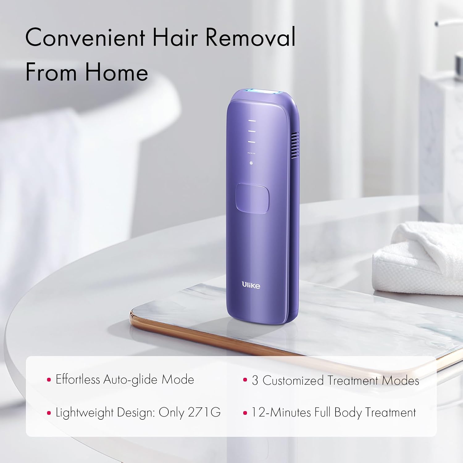 Ulike Laser Hair Removal for Women and Men, Air 3 Ice-Cooling IPL Hair Removal Device for Nearly Painless & Long-Lasting Results, 3 Modes & Auto Flashing for Fast Full Body Hair Removal from Home Purple