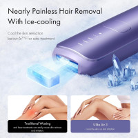 Ulike Laser Hair Removal for Women and Men, Air 3 Ice-Cooling IPL Hair Removal Device for Nearly Painless & Long-Lasting Results, 3 Modes & Auto Flashing for Fast Full Body Hair Removal from Home Purple