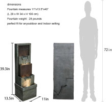 39.3''H Outdoor Garden Modern Water Fountain Decor, Outdoor Waterfall Resin Fountain for Garden, Floor Patio, Deck, Porch, Backyard and Home Art Decor Gray