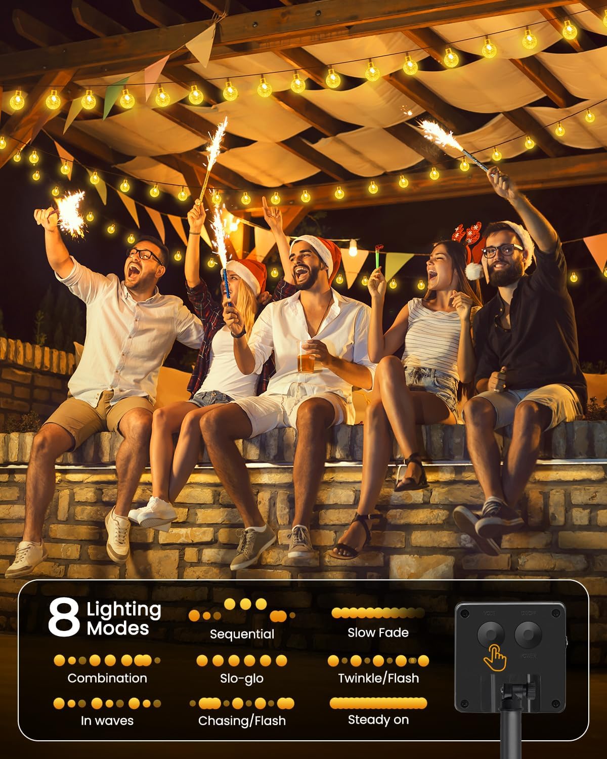 Solar String Lights Outdoor 60 LED 36FT with 8 Lighting Modes, Waterproof Solar Powered Crystal Globe Patio Lights for Garden Yard Porch Wedding Party Decor (Warm White) Globe Warm White