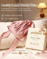 YANIBEST Adjustable Silk Bonnet for Sleeping Women Double Layer Satin Bonnet Reduce Friction Prevent Frizz Curly Hair Large Blush Pink